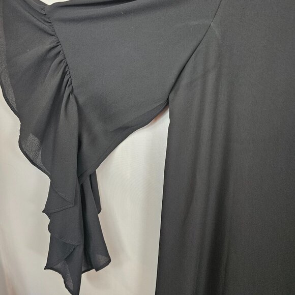 Whimsigoth Dark Academia Punk Rocker Flutter Sleeve Joseph Ribkoff Black 4 Top - Picture 12 of 14